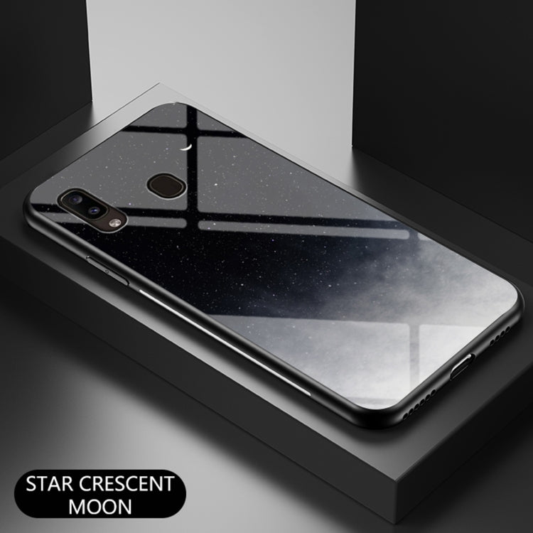 For Samsung Galaxy A20e Starry Sky Painted Tempered Glass TPU Shockproof Protective Case