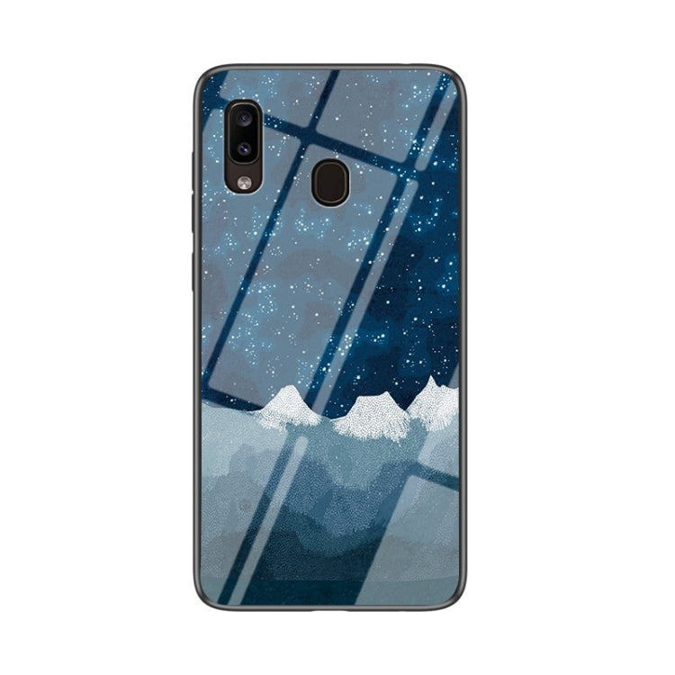 For Samsung Galaxy A20e Starry Sky Painted Tempered Glass TPU Shockproof Protective Case