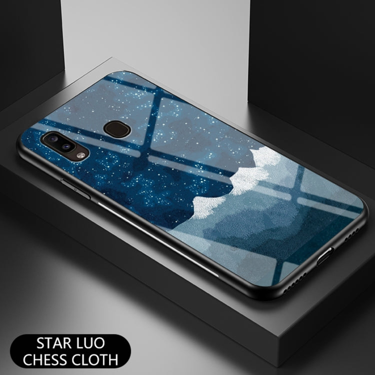 For Samsung Galaxy A20e Starry Sky Painted Tempered Glass TPU Shockproof Protective Case