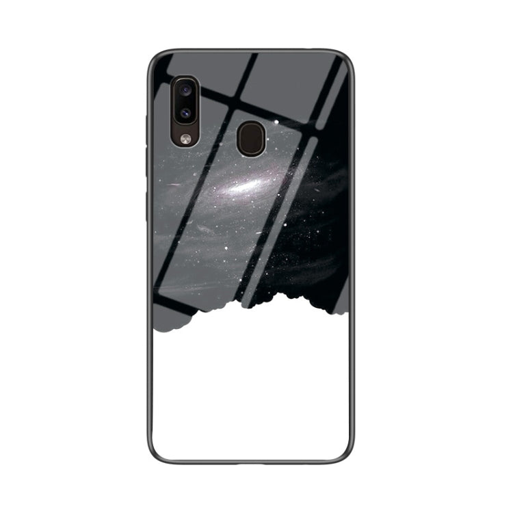 For Samsung Galaxy A20e Starry Sky Painted Tempered Glass TPU Shockproof Protective Case