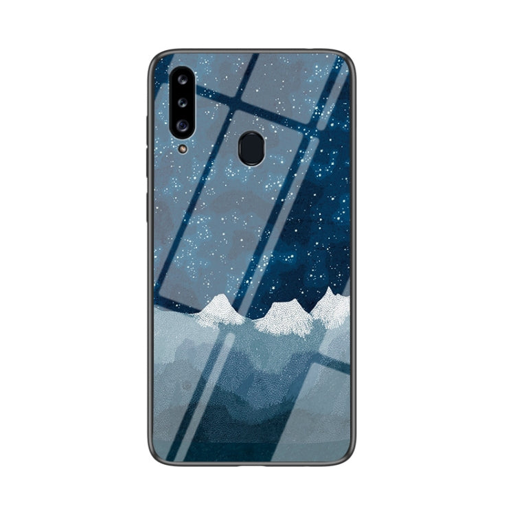 For Samsung Galaxy A20s Starry Sky Painted Tempered Glass TPU Shockproof Protective Case