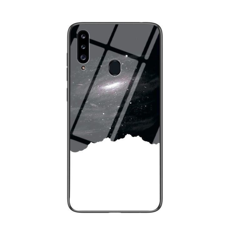 For Samsung Galaxy A20s Starry Sky Painted Tempered Glass TPU Shockproof Protective Case