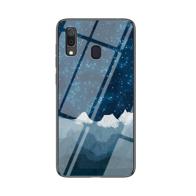 For Samsung Galaxy A30 Starry Sky Painted Tempered Glass TPU Shockproof Protective Case