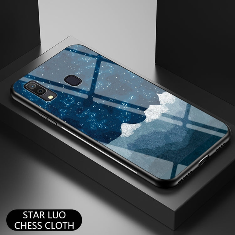 For Samsung Galaxy A30 Starry Sky Painted Tempered Glass TPU Shockproof Protective Case