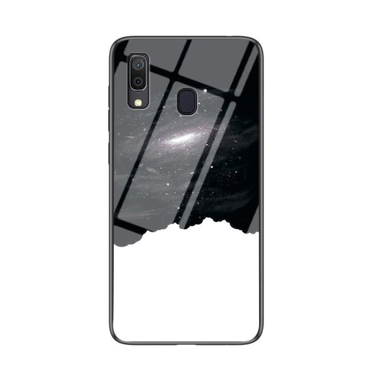 For Samsung Galaxy A30 Starry Sky Painted Tempered Glass TPU Shockproof Protective Case