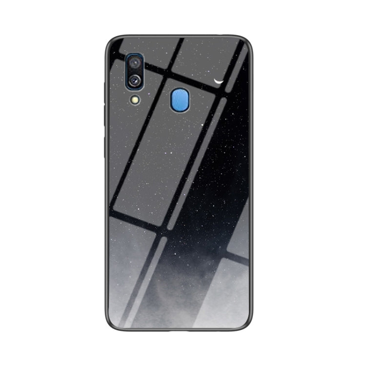 For Samsung Galaxy A40 Starry Sky Painted Tempered Glass TPU Shockproof Protective Case