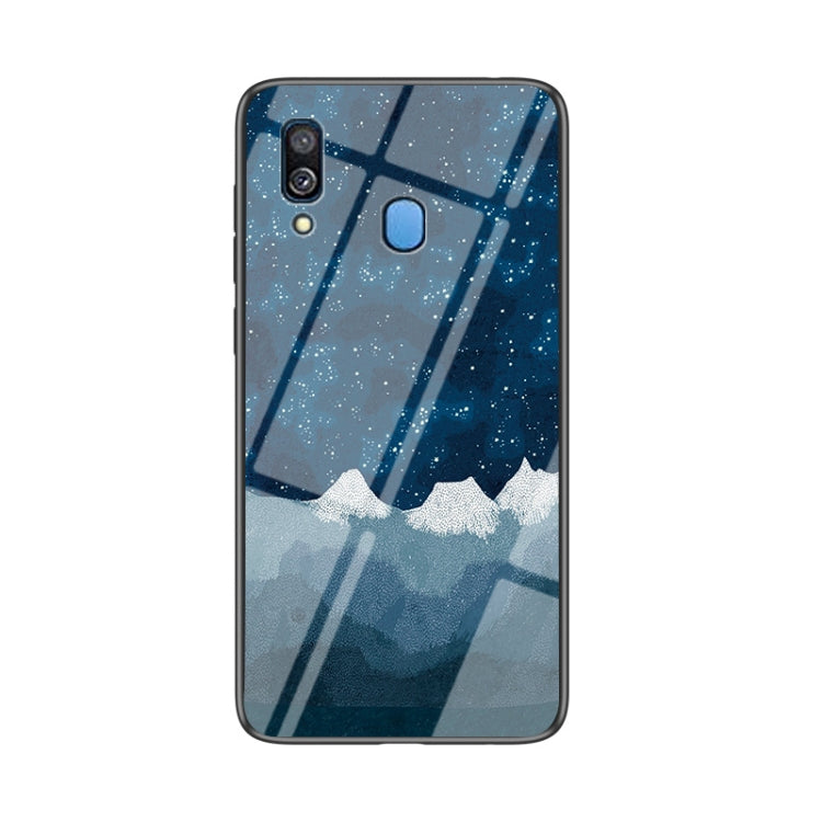 For Samsung Galaxy A40 Starry Sky Painted Tempered Glass TPU Shockproof Protective Case