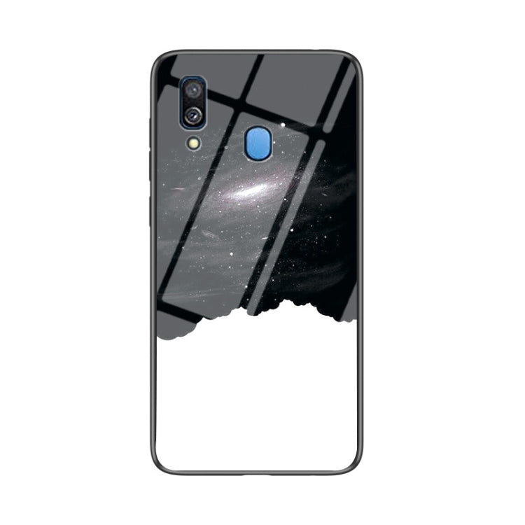 For Samsung Galaxy A40 Starry Sky Painted Tempered Glass TPU Shockproof Protective Case