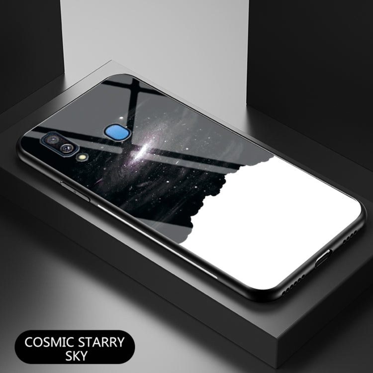 For Samsung Galaxy A40 Starry Sky Painted Tempered Glass TPU Shockproof Protective Case