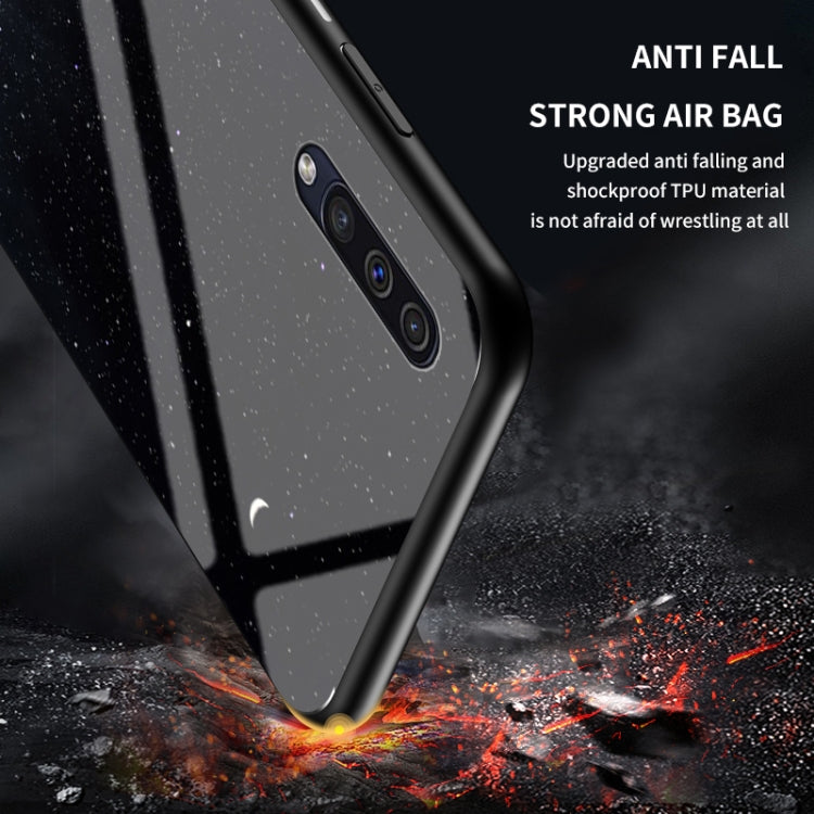 For Samsung Galaxy A50 Starry Sky Painted Tempered Glass TPU Shockproof Protective Case