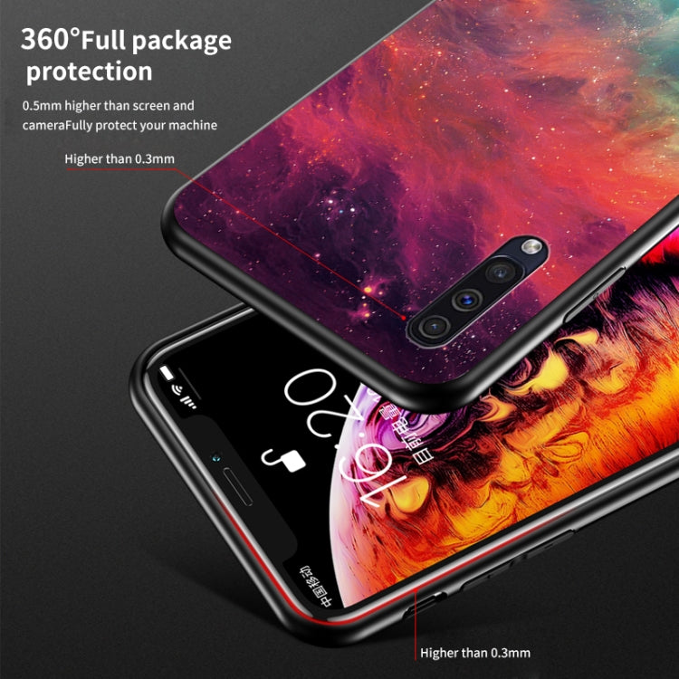 For Samsung Galaxy A50 Starry Sky Painted Tempered Glass TPU Shockproof Protective Case