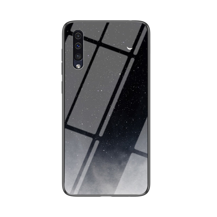 For Samsung Galaxy A50 Starry Sky Painted Tempered Glass TPU Shockproof Protective Case