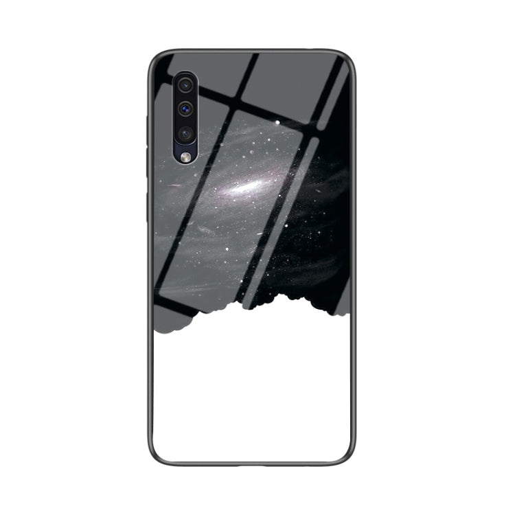 For Samsung Galaxy A50 Starry Sky Painted Tempered Glass TPU Shockproof Protective Case