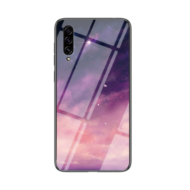 For Samsung Galaxy A50s / A30s Starry Sky Painted Tempered Glass TPU Shockproof Protective Case