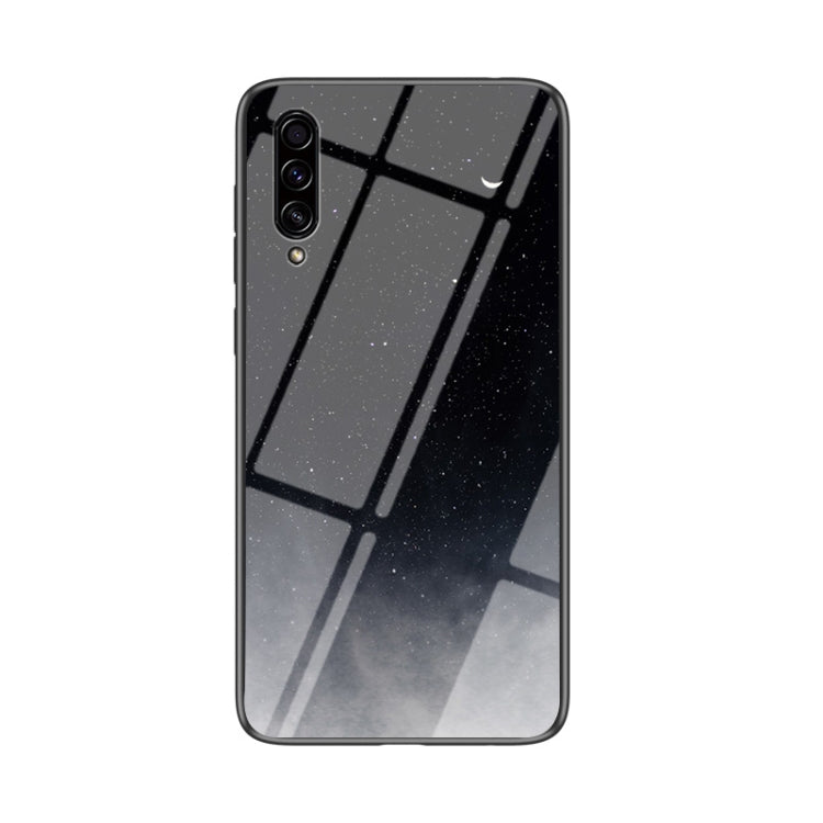 For Samsung Galaxy A50s / A30s Starry Sky Painted Tempered Glass TPU Shockproof Protective Case
