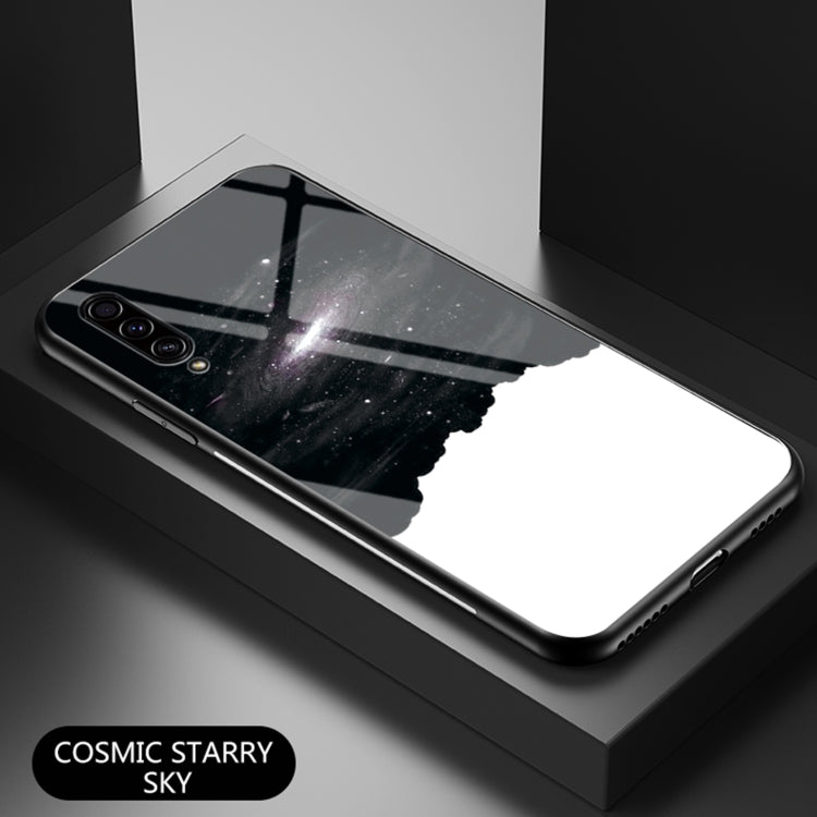 For Samsung Galaxy A50s / A30s Starry Sky Painted Tempered Glass TPU Shockproof Protective Case