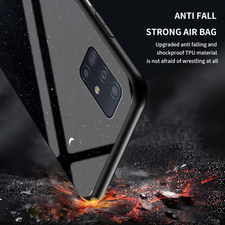 For Samsung Galaxy A51 5G Starry Sky Painted Tempered Glass TPU Shockproof Protective Case
