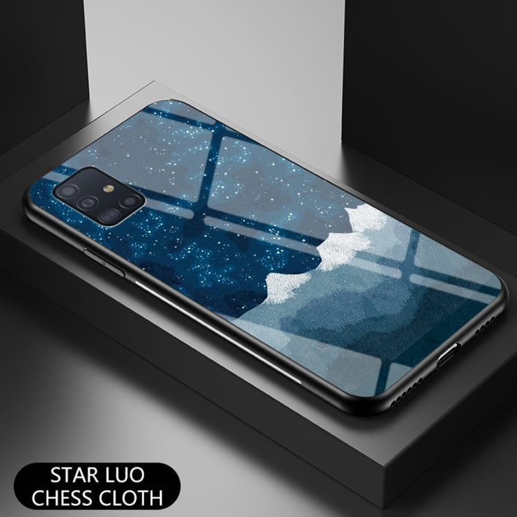 For Samsung Galaxy A51 5G Starry Sky Painted Tempered Glass TPU Shockproof Protective Case