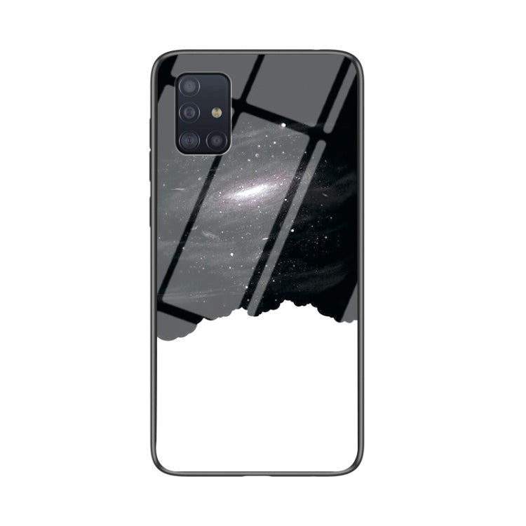 For Samsung Galaxy A51 5G Starry Sky Painted Tempered Glass TPU Shockproof Protective Case