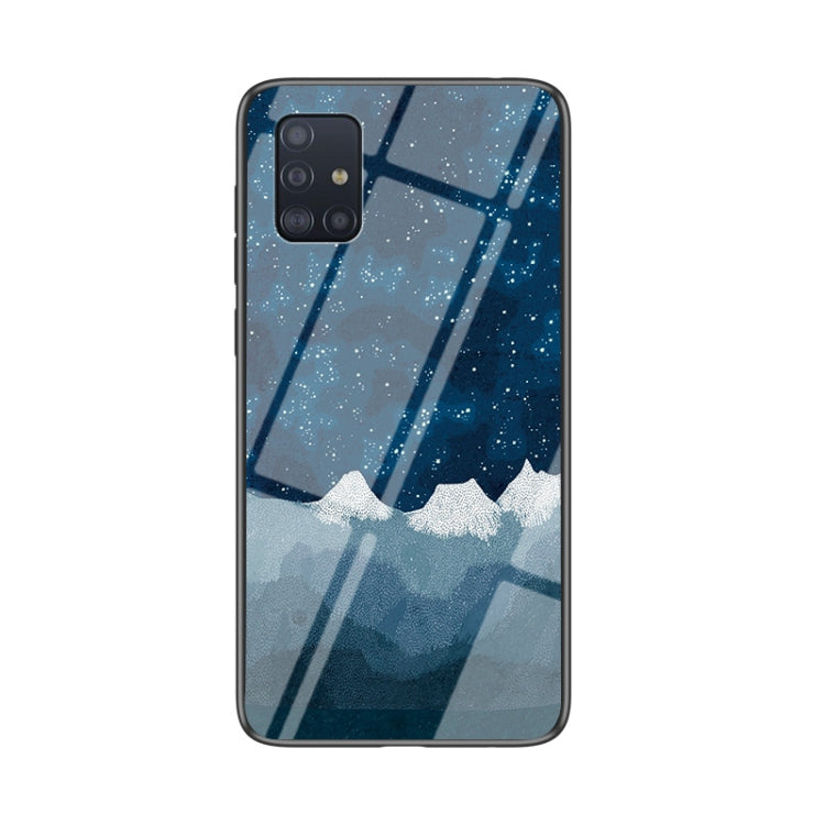 For Samsung Galaxy A51 Starry Sky Painted Tempered Glass TPU Shockproof Protective Case