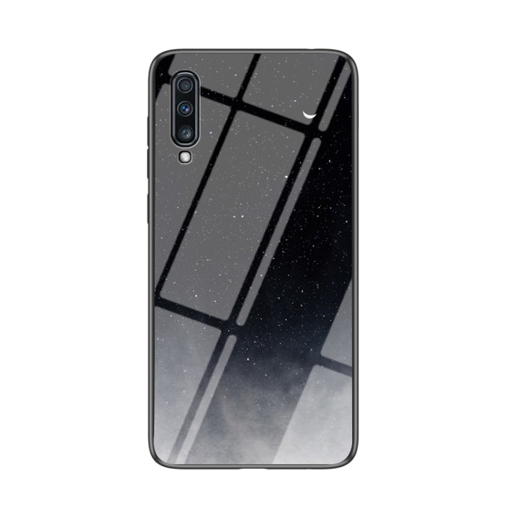 For Samsung Galaxy A70 Starry Sky Painted Tempered Glass TPU Shockproof Protective Case