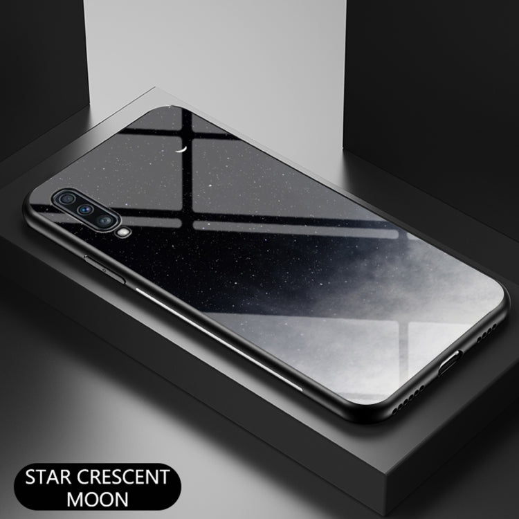 For Samsung Galaxy A70 Starry Sky Painted Tempered Glass TPU Shockproof Protective Case