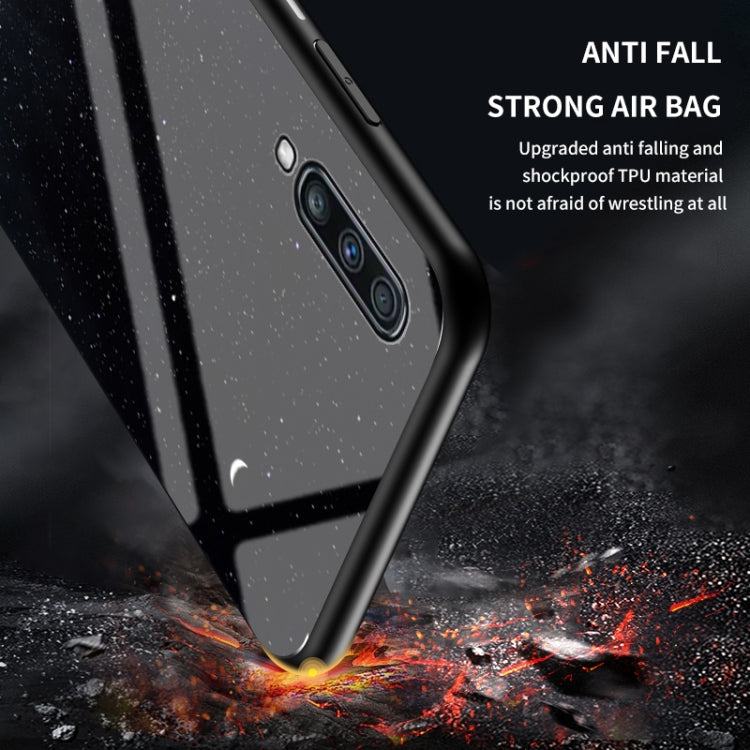For Samsung Galaxy A70 Starry Sky Painted Tempered Glass TPU Shockproof Protective Case