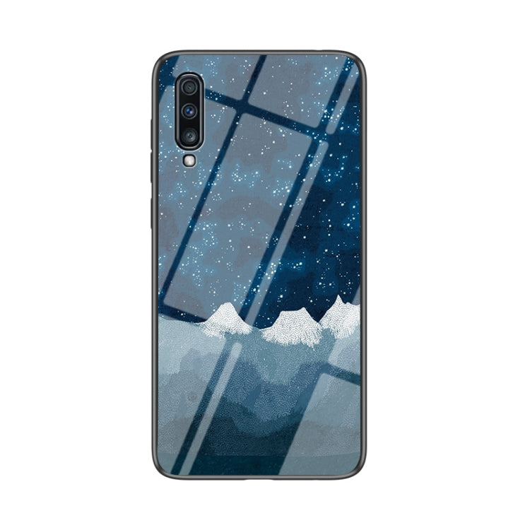 For Samsung Galaxy A70 Starry Sky Painted Tempered Glass TPU Shockproof Protective Case