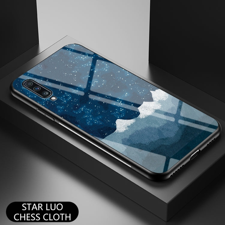 For Samsung Galaxy A70 Starry Sky Painted Tempered Glass TPU Shockproof Protective Case