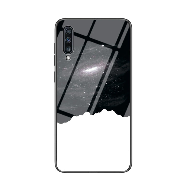 For Samsung Galaxy A70 Starry Sky Painted Tempered Glass TPU Shockproof Protective Case