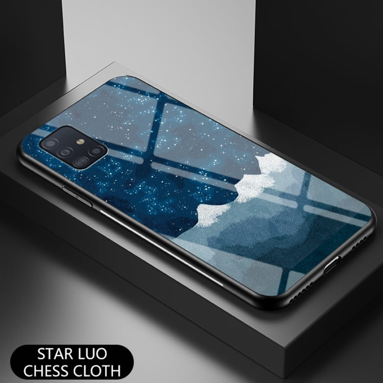 For Samsung Galaxy A71 5G Starry Sky Painted Tempered Glass TPU Shockproof Protective Case