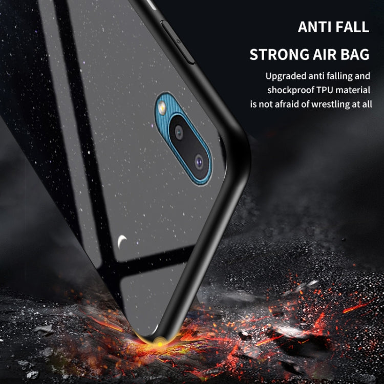 For Samsung Galaxy A02 Starry Sky Painted Tempered Glass TPU Shockproof Protective Case