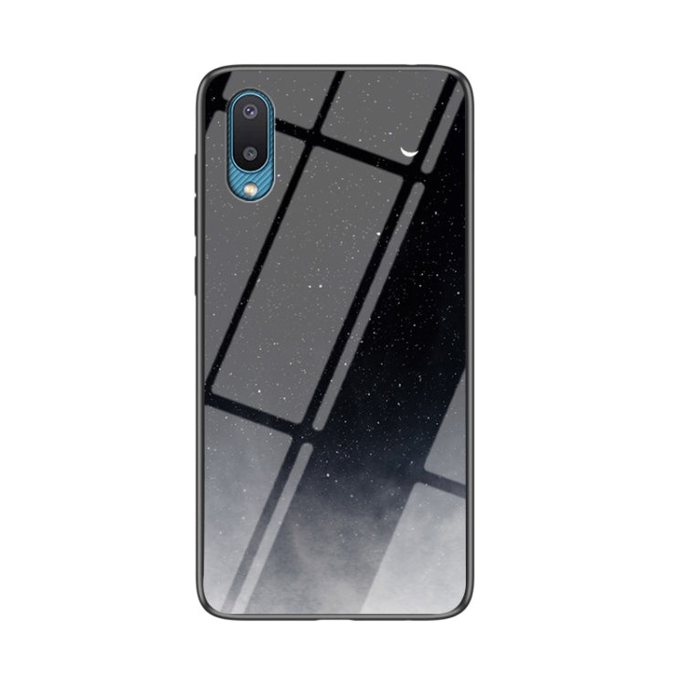 For Samsung Galaxy A02 Starry Sky Painted Tempered Glass TPU Shockproof Protective Case