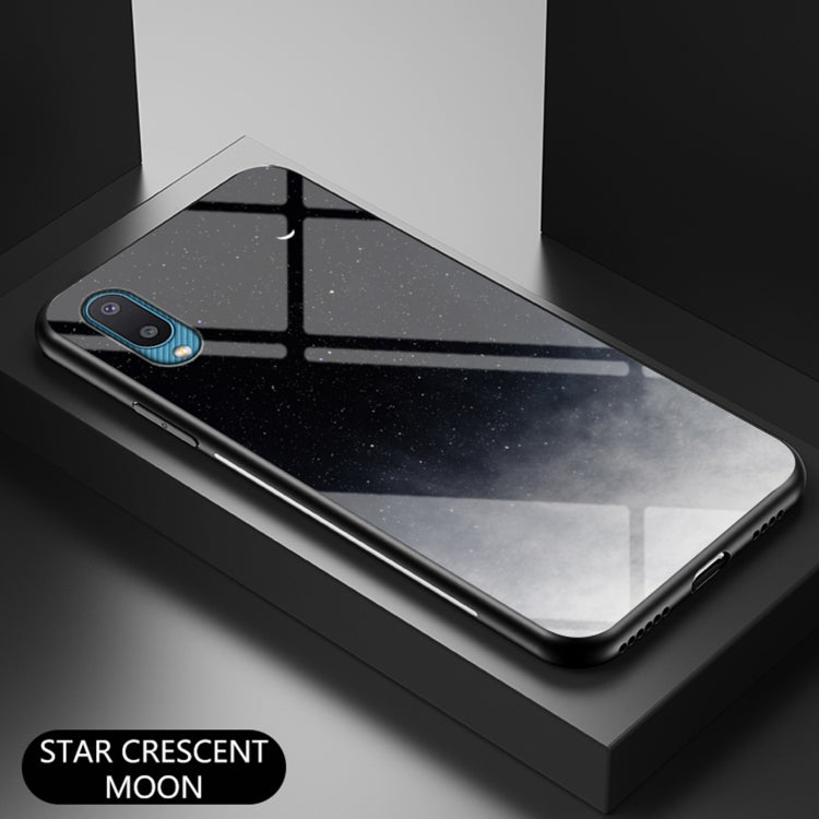 For Samsung Galaxy A02 Starry Sky Painted Tempered Glass TPU Shockproof Protective Case