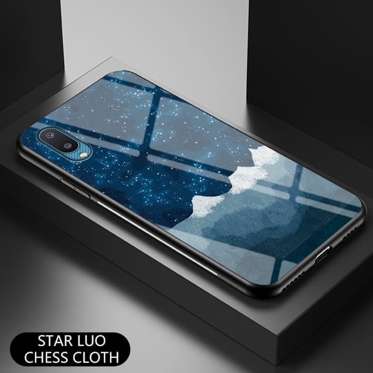 For Samsung Galaxy A02 Starry Sky Painted Tempered Glass TPU Shockproof Protective Case