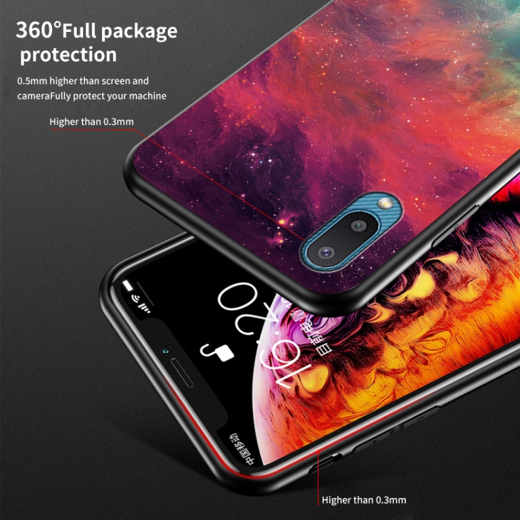 For Samsung Galaxy A02 Starry Sky Painted Tempered Glass TPU Shockproof Protective Case