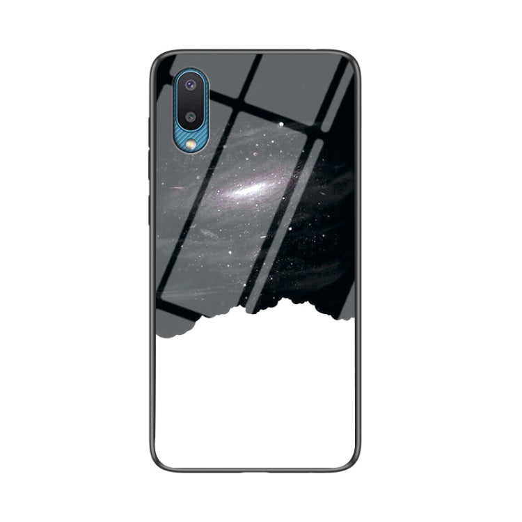 For Samsung Galaxy A02 Starry Sky Painted Tempered Glass TPU Shockproof Protective Case
