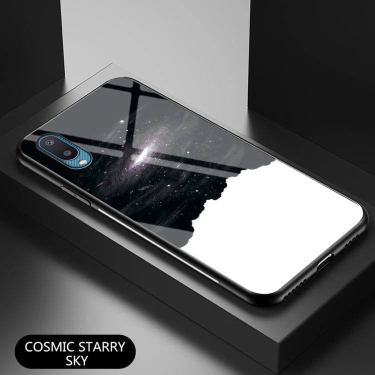 For Samsung Galaxy A02 Starry Sky Painted Tempered Glass TPU Shockproof Protective Case