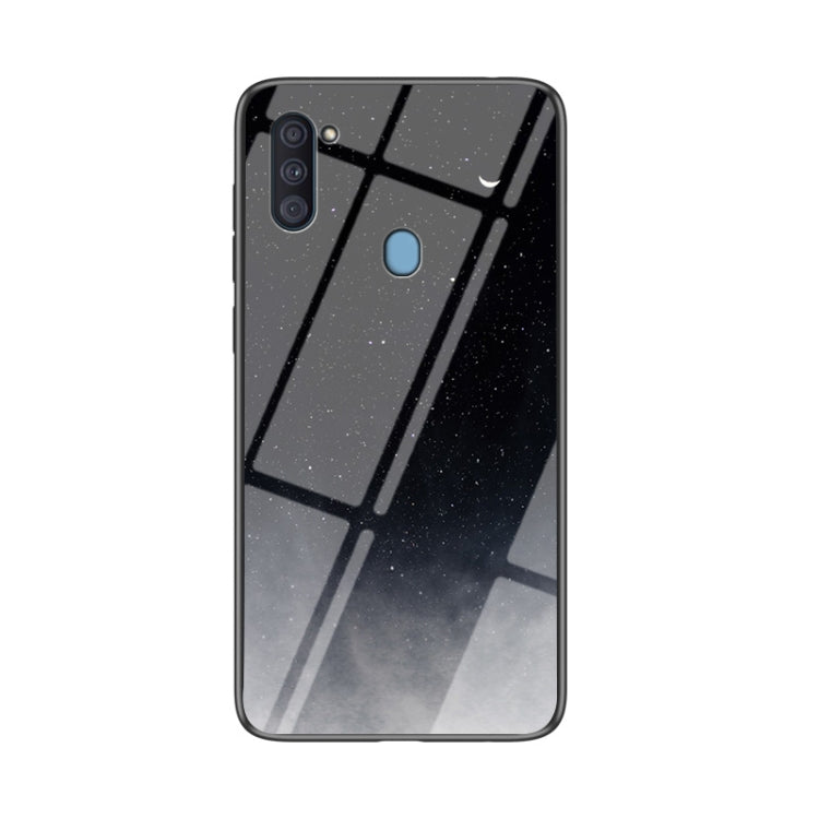 For Samsung Galaxy A11 US Version Starry Sky Painted Tempered Glass TPU Shockproof Protective Case