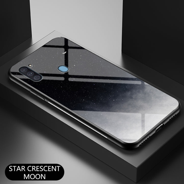 For Samsung Galaxy A11 US Version Starry Sky Painted Tempered Glass TPU Shockproof Protective Case