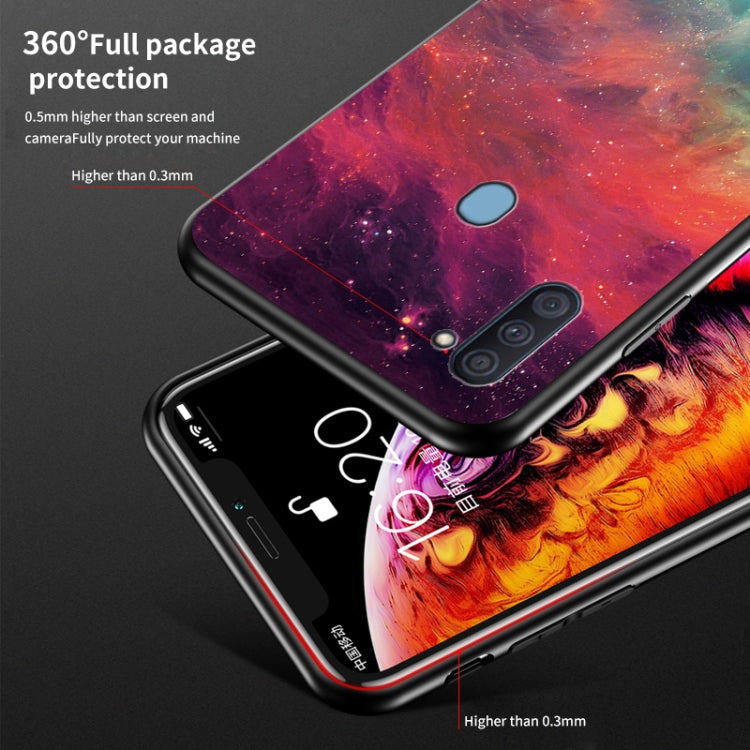 For Samsung Galaxy A11 US Version Starry Sky Painted Tempered Glass TPU Shockproof Protective Case