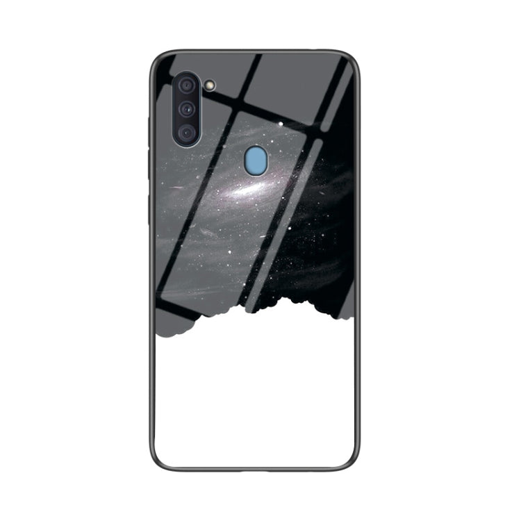 For Samsung Galaxy A11 US Version Starry Sky Painted Tempered Glass TPU Shockproof Protective Case