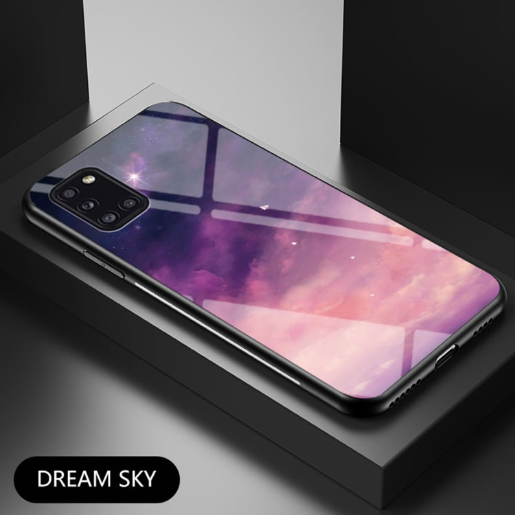 For Samsung Galaxy A31 Starry Sky Painted Tempered Glass TPU Shockproof Protective Case