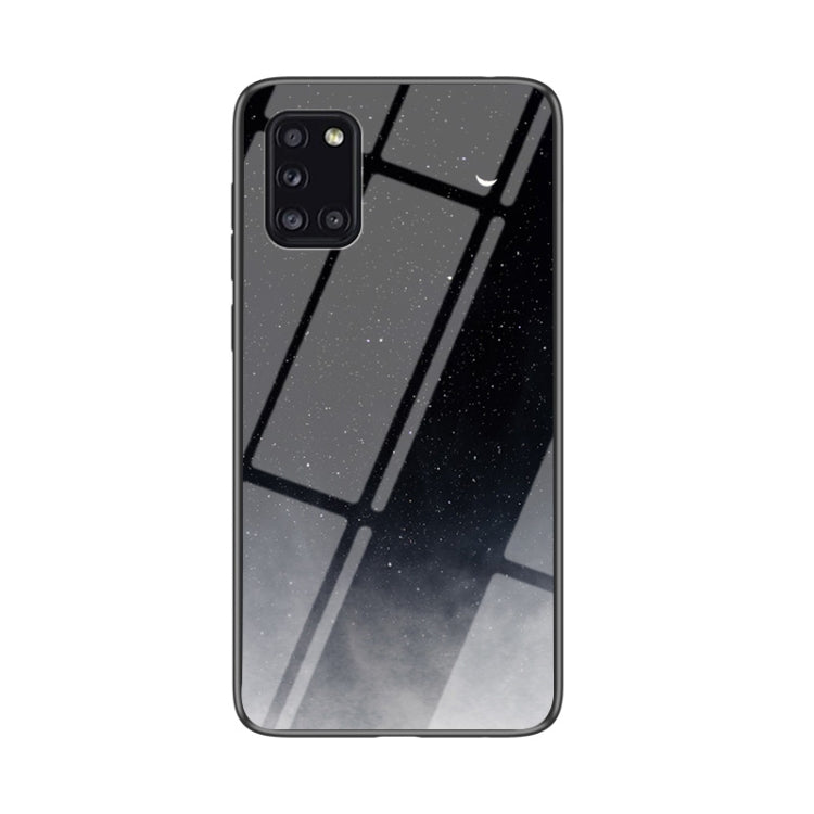 For Samsung Galaxy A31 Starry Sky Painted Tempered Glass TPU Shockproof Protective Case