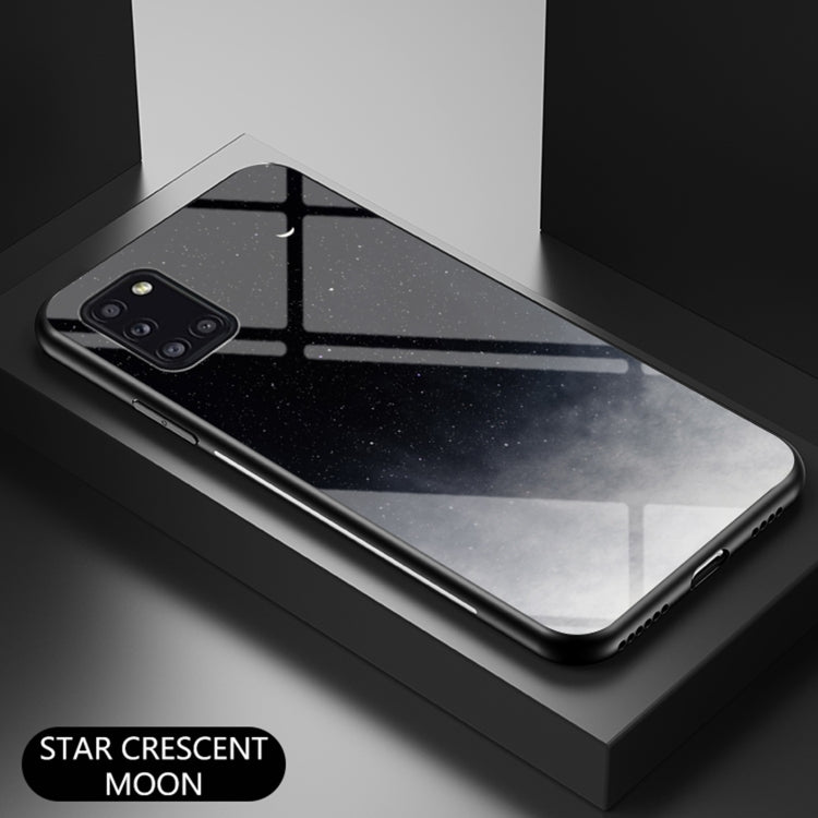 For Samsung Galaxy A31 Starry Sky Painted Tempered Glass TPU Shockproof Protective Case