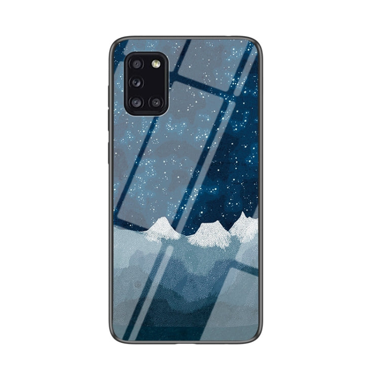 For Samsung Galaxy A31 Starry Sky Painted Tempered Glass TPU Shockproof Protective Case
