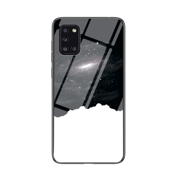For Samsung Galaxy A31 Starry Sky Painted Tempered Glass TPU Shockproof Protective Case