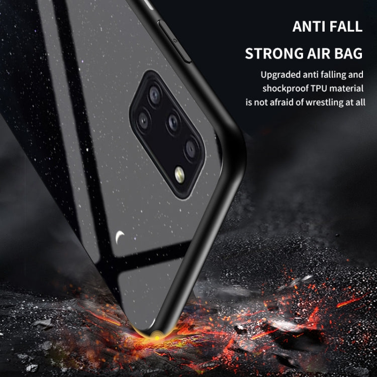For Samsung Galaxy A31 Starry Sky Painted Tempered Glass TPU Shockproof Protective Case