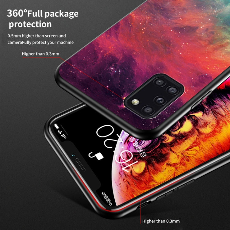 For Samsung Galaxy A31 Starry Sky Painted Tempered Glass TPU Shockproof Protective Case