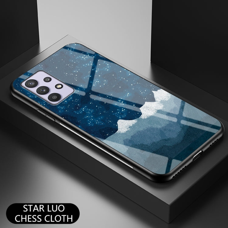 For Samsung Galaxy A32 Starry Sky Painted Tempered Glass TPU Shockproof Protective Case